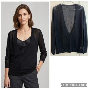 Theory Black Deep V-Neck Lightweight Women’s Sweater size S